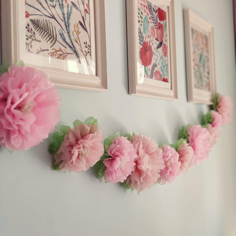 Mybbshower Pinks Flowers Decoration (11''-7'' Assorted) 6 pcs Artificial Tissue Paper Peony Nursery Wall Bridal Shower Centerpiece Baby Girl Birthday Tea Party - Image 3